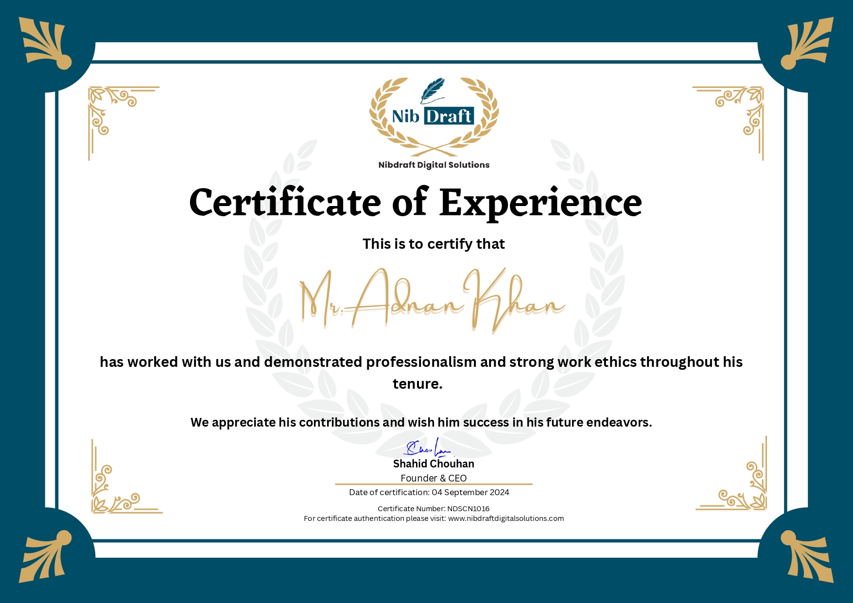 NDSCN1016: Mr. Adnan Khan